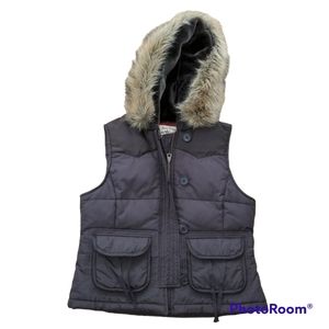 RALPH LAUREN VINTAGE DOWN PUFFER VEST WITH FAUX FUR HOOD SIZE MEDIUM